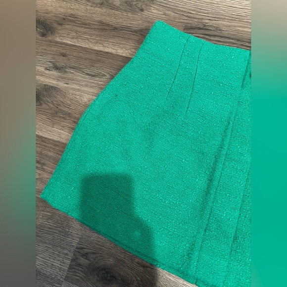Zara Vibrant Green Pencil Skirt mini short high waste bold luxury Hollywood - Picture 3 of 15